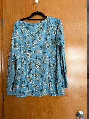 J. Jill Blue Floral Long-Sleeve Tee